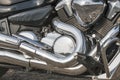 Motorbike front engine system closeup Royalty Free Stock Photo