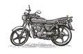 Motorbike isolated on white background. Hand-drawn sketch of a motorcycle. Vector illustration