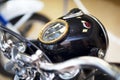 Motorbike or motorcycle dials, background. Devices on a steering bracket on the bike. Motorbike speedometer, tachometer Royalty Free Stock Photo