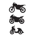 Motorbike motorcycle symbols in black silhouette Royalty Free Stock Photo