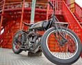 A retro motorbike on show outside the wall of death ride