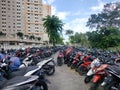 motorbike parking in an apartment in Jakarta