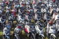 Motorbike parking on the street. Ubud, Indonesia Royalty Free Stock Photo