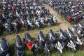 Motorbike parking on the street. Ubud, Indonesia Royalty Free Stock Photo