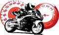 Motorbike rider, abstract vector silhouette. Road motorcycle racing