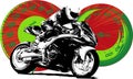 Motorbike rider, abstract vector silhouette. Road motorcycle racing Royalty Free Stock Photo