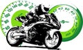 Motorbike rider, abstract vector silhouette. Road motorcycle racing Royalty Free Stock Photo