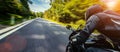 Motorbike on the road riding. having fun riding the empty road on a motorcycle tour / journey Royalty Free Stock Photo