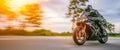 Motorbike on the road riding. having fun riding the empty road o Royalty Free Stock Photo