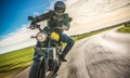 Motorbike on the road riding. having fun riding the empty road o Royalty Free Stock Photo