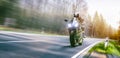 Motorbike on the road riding. having fun riding the empty road o Royalty Free Stock Photo