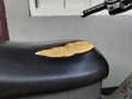 the motorbike seat is damaged Royalty Free Stock Photo