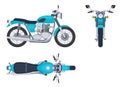 Motorbike side and top view. Motorcycle motocross vehicles. Detailed motorcycling transport isolated vector set