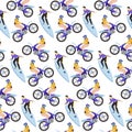 Motorbike and surfing extreme sports seamless pattern vector Royalty Free Stock Photo