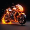 Motorbike with wheels in flames created with Generative AI