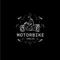 Motorbiker icon, motorcycle biker emblem, speed rider sign, motorcycling logo template. Vector illustration.