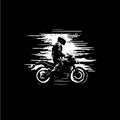 Motorbiker icon, motorcycle biker emblem, speed rider sign, motorcycling logo template. Vector illustration. Royalty Free Stock Photo