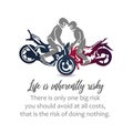 Motorbikers performing stunts- Biker inspirational quotes- Motivational proverbs for motorbiker Royalty Free Stock Photo