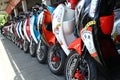 Motorbikes in a row with perspective Royalty Free Stock Photo