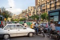 A Gridlock of Motorbikes, Cars and Buses Blocks a Busy Intersection in Central Tehran.