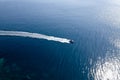 Motorboat aerial view Royalty Free Stock Photo