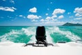 Motorboat in caribbean ocean