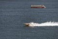 A motorboat coast guard cruIsing in bosporus iSTANBUL