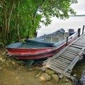 Motorboat at the dock Royalty Free Stock Photo