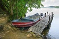 Motorboat at the dock Royalty Free Stock Photo