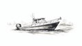 Motorboat Icon: Precise Draftsmanship In Ink Etching Style