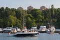 Motorboat in marina Stockholm Royalty Free Stock Photo