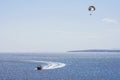 Motorboat parasailing on Mediterranean Sea