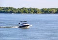 Motorboat on the river Royalty Free Stock Photo