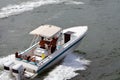 Motorboat speeding on the intra-coastal waterway Royalty Free Stock Photo