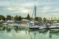 Motorboats on BodenSee lake, Friedrichshafen, Germany Royalty Free Stock Photo