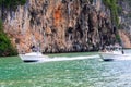 Motorboats cruising in Phang Nga Bay Royalty Free Stock Photo