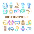 motorcycle accessories biker icons set vector Royalty Free Stock Photo