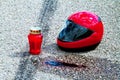 Motorcycle accident. Traffic accident Royalty Free Stock Photo