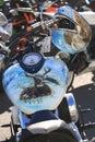 Motorcycle airbrush. A deer on the fuel tank and a bald eagle on the helmet Royalty Free Stock Photo