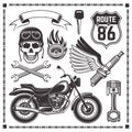 Motorcycle and attributes of bikers elements