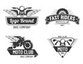 Motorcycle badges set, fast riders moto club Royalty Free Stock Photo
