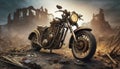 Motorcycle In Battlefield Ruins: A Hyperrealistic Tribute To Tom Bagshaw Royalty Free Stock Photo