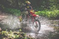 Motorcycle bike crossing water Royalty Free Stock Photo