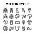 motorcycle bike motor sport icons set vector