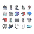 motorcycle bike motor sport icons set vector