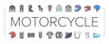 motorcycle bike motor sport icons set vector