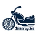 Motorcycle bike symbol with logo sign, vector illustration. Motorbike icon isolated on white, engine motor retro emblem Royalty Free Stock Photo