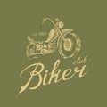Motorcycle bike for T-shirt, Vintage transport. Racers club. Classic Retro old school moto service. Poster or Banner Royalty Free Stock Photo