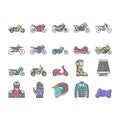 Motorcycle Bike Transport Types Icons Set Vector . Royalty Free Stock Photo