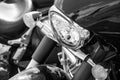 Motorcycle bike, tuning details. Motorcycle, metal and chrome pa